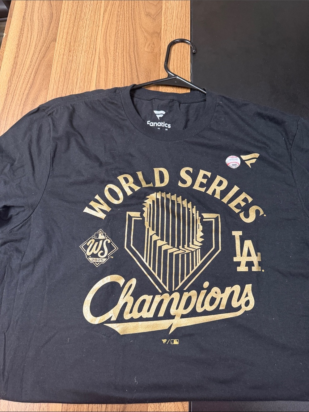 Fanatics Los Angeles Dodgers Black and Gold World Series Champions Tee